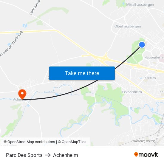Parc Des Sports to Achenheim map