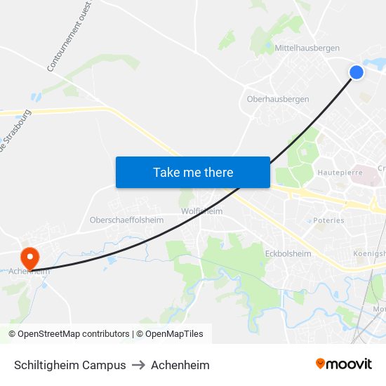 Schiltigheim Campus to Achenheim map