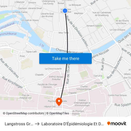 Langstross Grand'Rue to Laboratoire D'Épidémiologie Et De Santé Publique map