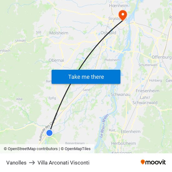 Vanolles to Villa Arconati Visconti map