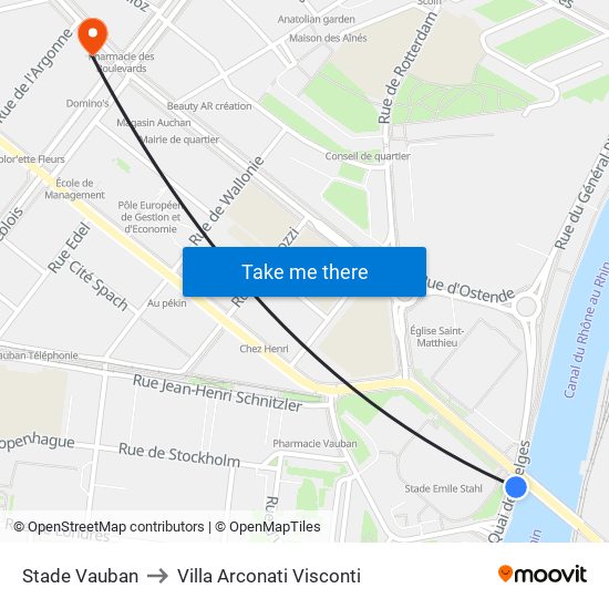 Stade Vauban to Villa Arconati Visconti map