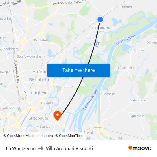 La Wantzenau to Villa Arconati Visconti map