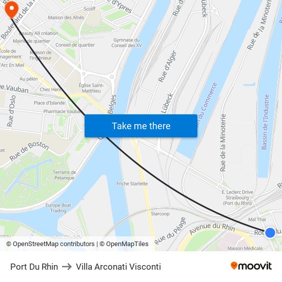 Port Du Rhin to Villa Arconati Visconti map