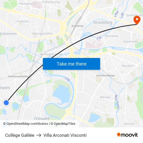 Collège Galilée to Villa Arconati Visconti map