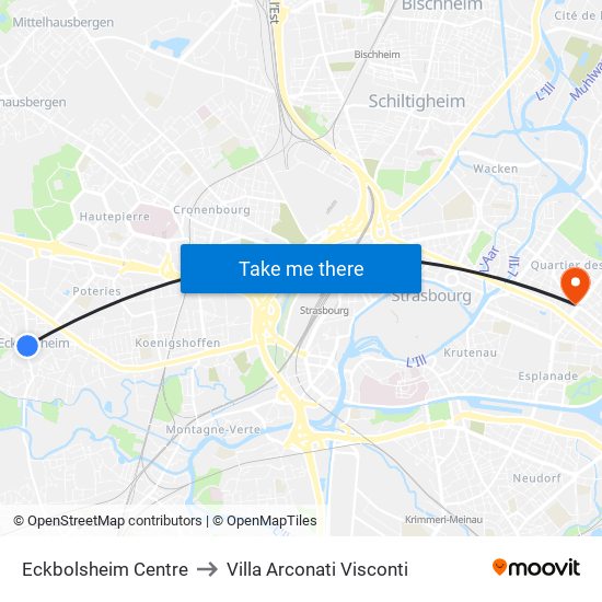 Eckbolsheim Centre to Villa Arconati Visconti map