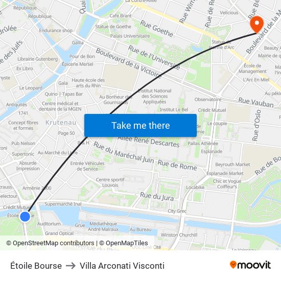 Étoile Bourse to Villa Arconati Visconti map