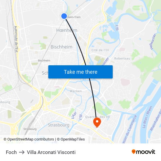 Foch to Villa Arconati Visconti map