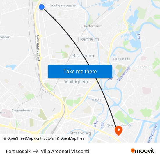 Fort Desaix to Villa Arconati Visconti map