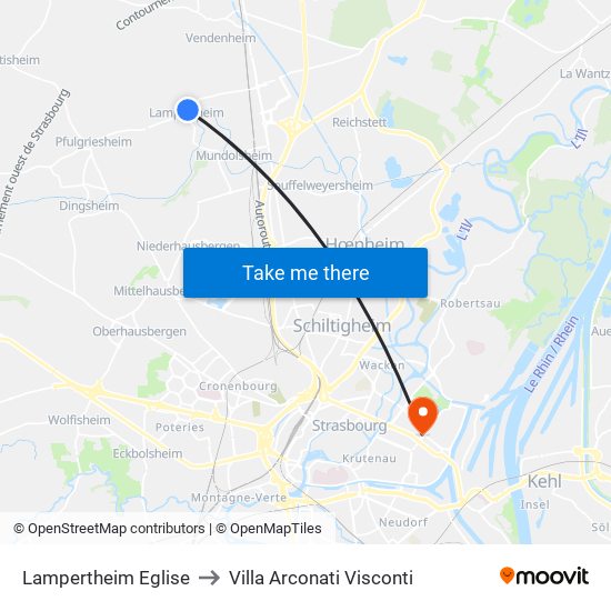 Lampertheim Eglise to Villa Arconati Visconti map