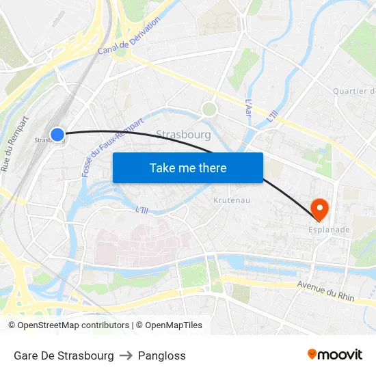 Gare De Strasbourg to Pangloss map