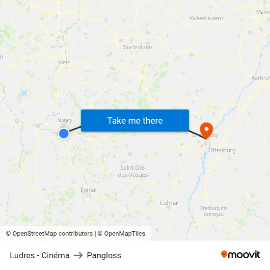 Ludres - Cinéma to Pangloss map