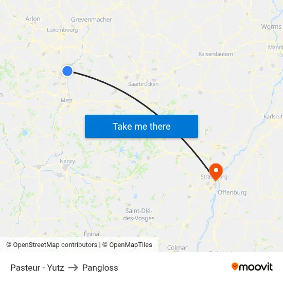Pasteur - Yutz to Pangloss map