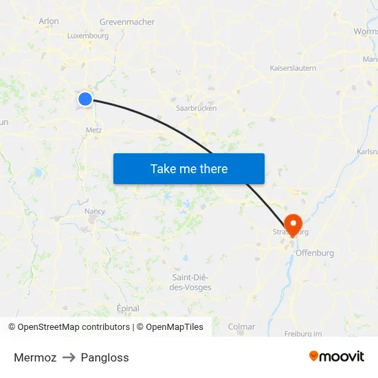 Mermoz to Pangloss map
