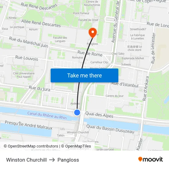 Winston Churchill to Pangloss map