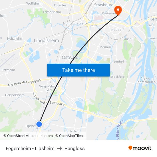 Fegersheim - Lipsheim to Pangloss map