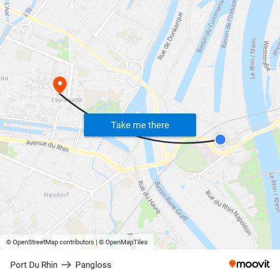 Port Du Rhin to Pangloss map