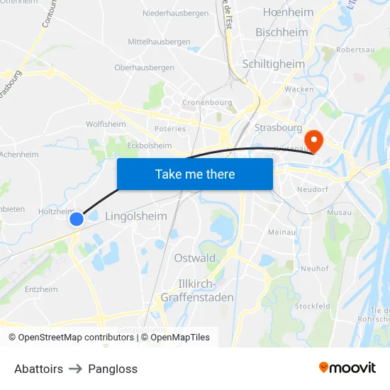 Abattoirs to Pangloss map