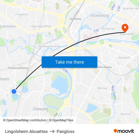 Lingolsheim Alouettes to Pangloss map