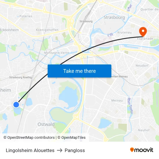 Lingolsheim Alouettes to Pangloss map