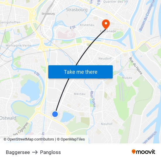 Baggersee to Pangloss map