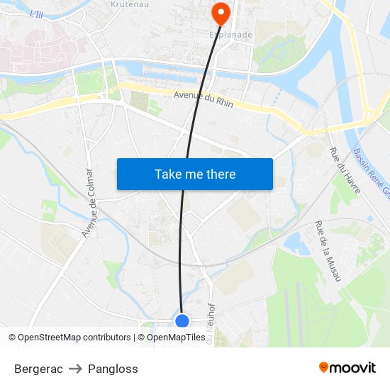 Bergerac to Pangloss map