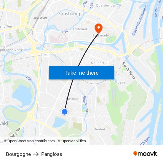 Bourgogne to Pangloss map