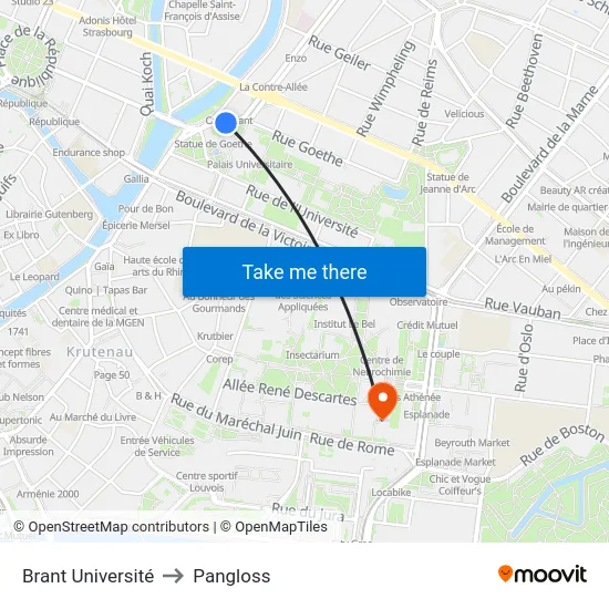 Brant Université to Pangloss map