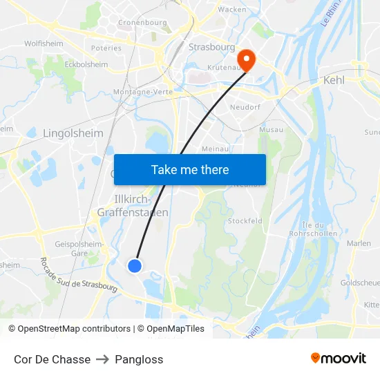 Cor De Chasse to Pangloss map