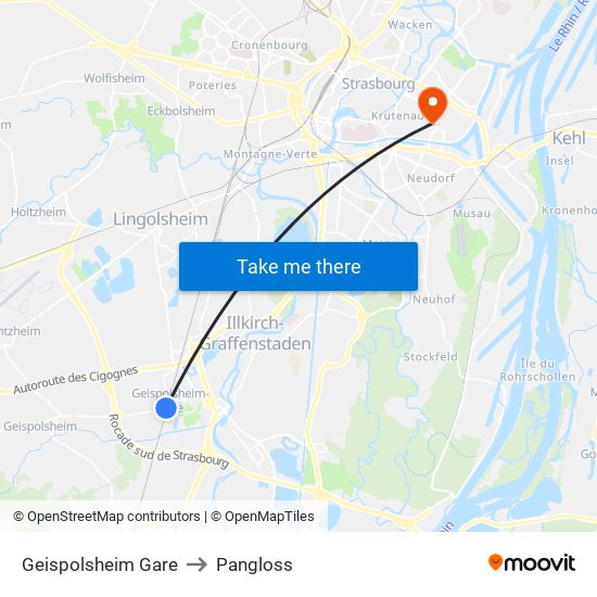 Geispolsheim Gare to Pangloss map