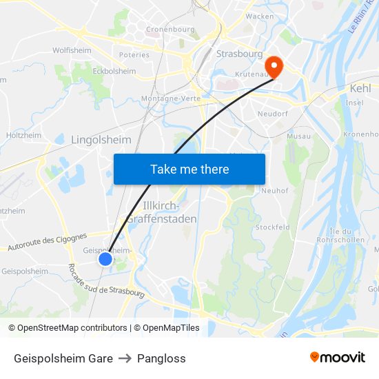 Geispolsheim Gare to Pangloss map