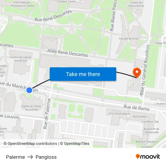 Palerme to Pangloss map