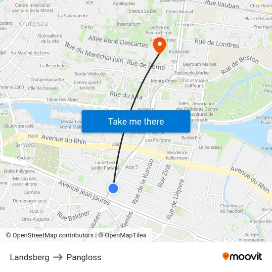 Landsberg to Pangloss map