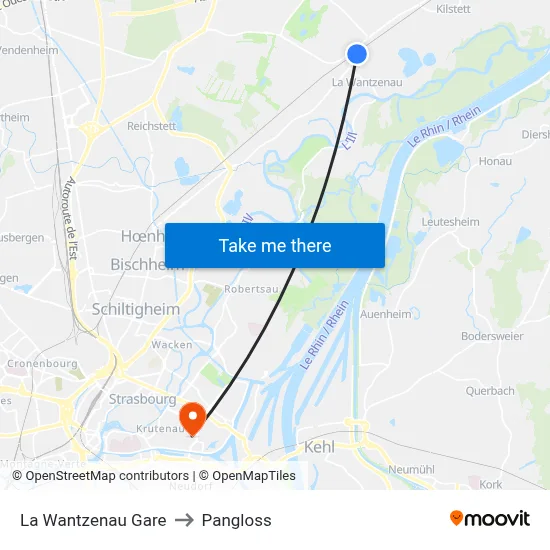 La Wantzenau Gare to Pangloss map