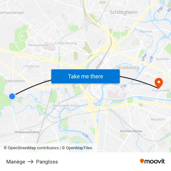 Manège to Pangloss map