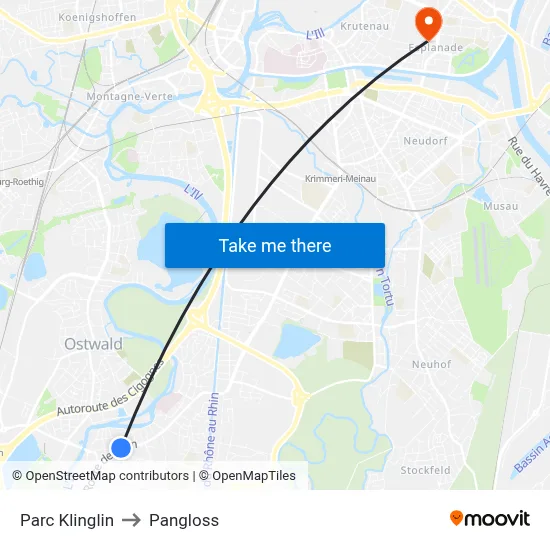 Parc Klinglin to Pangloss map