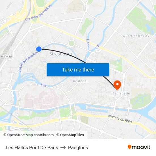 Les Halles Pont De Paris to Pangloss map