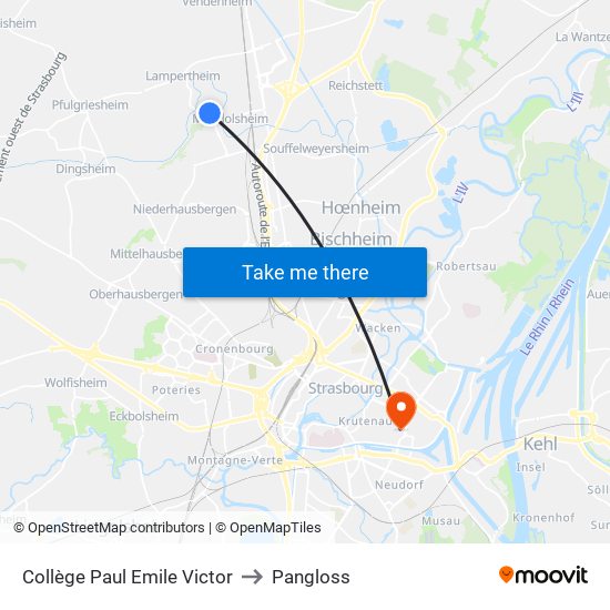Collège Paul Emile Victor to Pangloss map