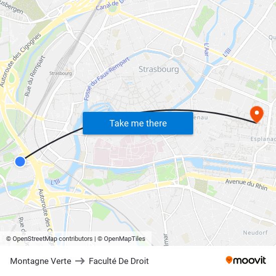 Montagne Verte to Faculté De Droit map