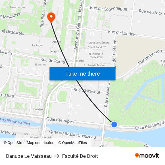 Danube Le Vaisseau to Faculté De Droit map