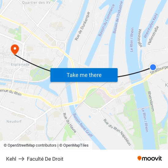 Kehl to Faculté De Droit map