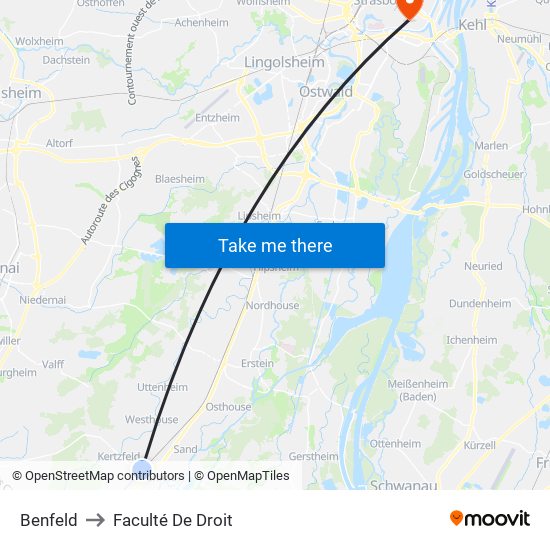 Benfeld to Faculté De Droit map