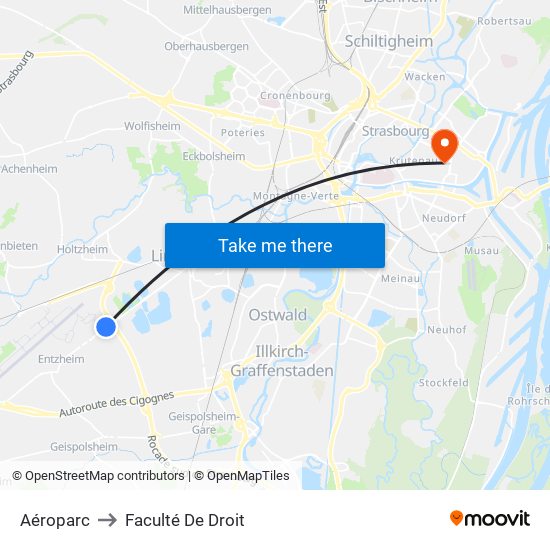 Aéroparc to Faculté De Droit map