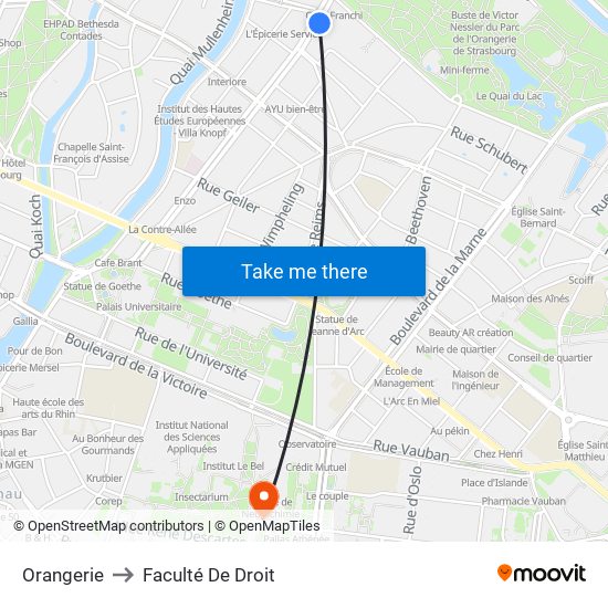 Orangerie to Faculté De Droit map