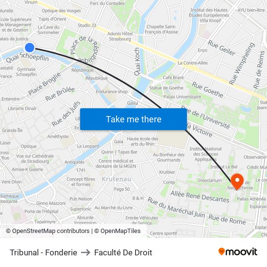 Tribunal - Fonderie to Faculté De Droit map