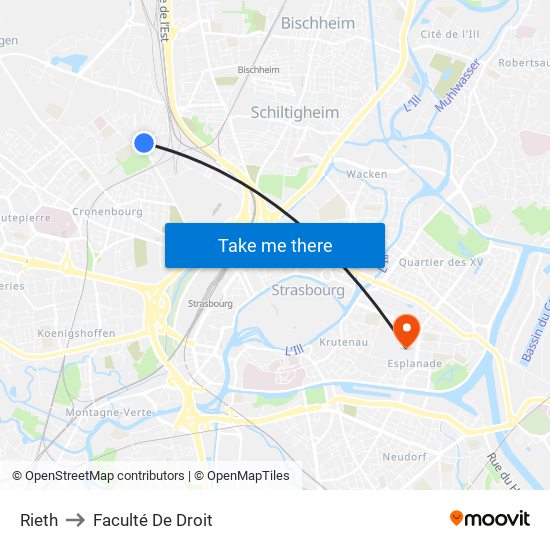 Rieth to Faculté De Droit map