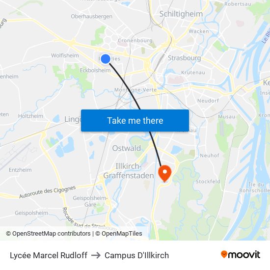 Lycée Marcel Rudloff to Campus D'Illkirch map