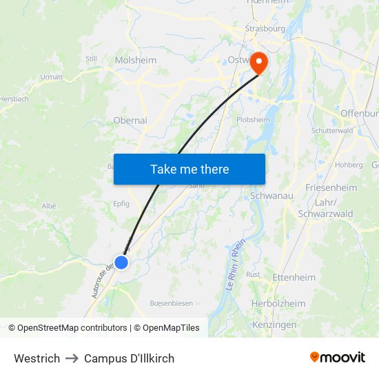 Westrich to Campus D'Illkirch map