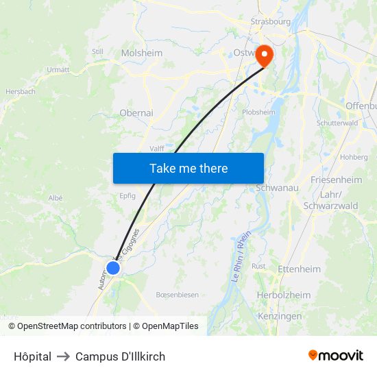 Hôpital to Campus D'Illkirch map