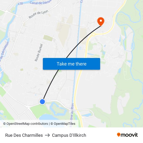 Rue Des Charmilles to Campus D'Illkirch map