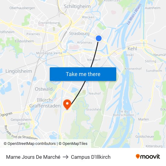 Marne Jours De Marché to Campus D'Illkirch map